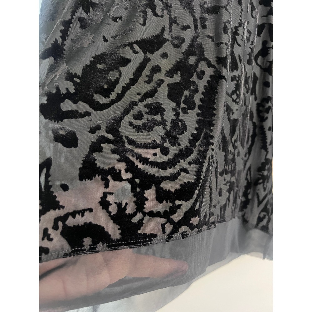 Simply Vera Vera Wang Black Burnout Velvet Paisley Long Sleeve Top NWT Large - Picture 4 of 5
